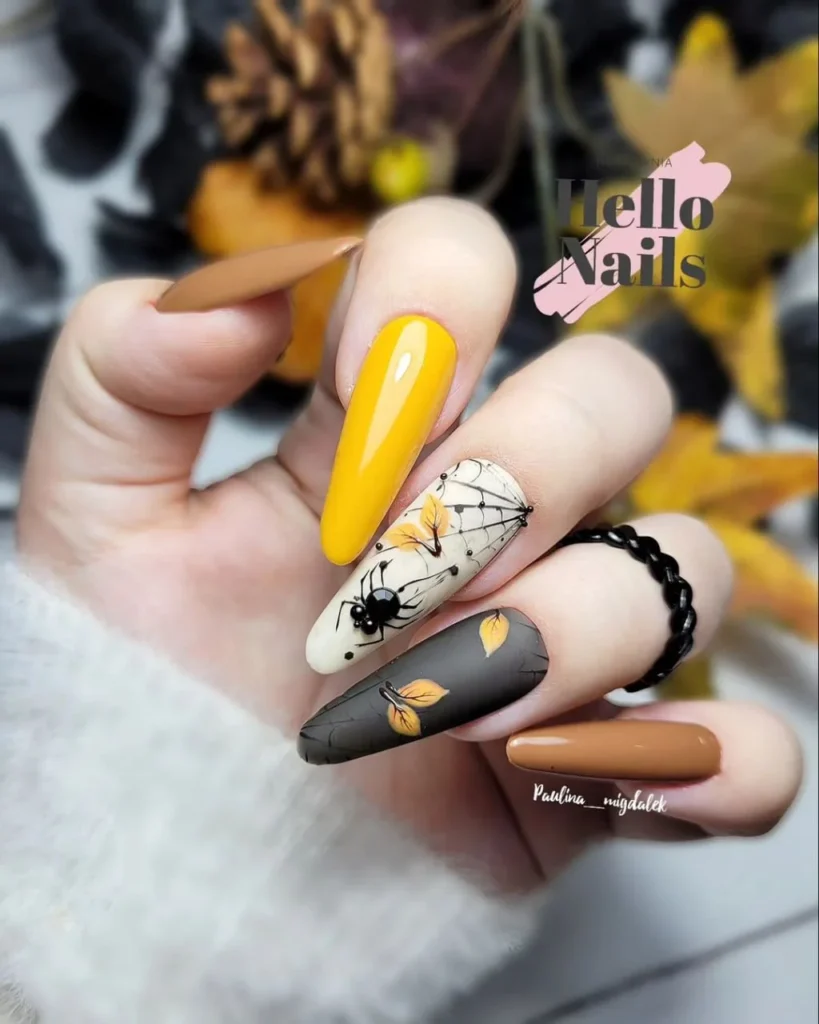 Halloween Nail Designs with spiders