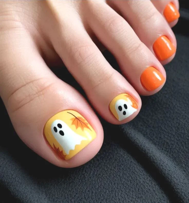 Orange Halloween Pedicure
