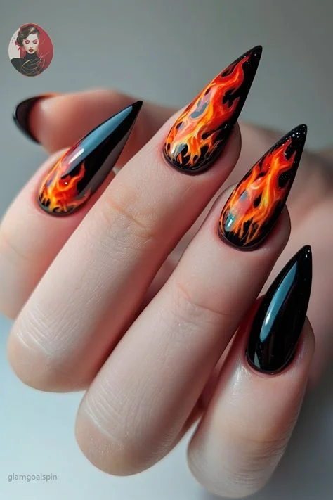 Fire halloween nail designs
