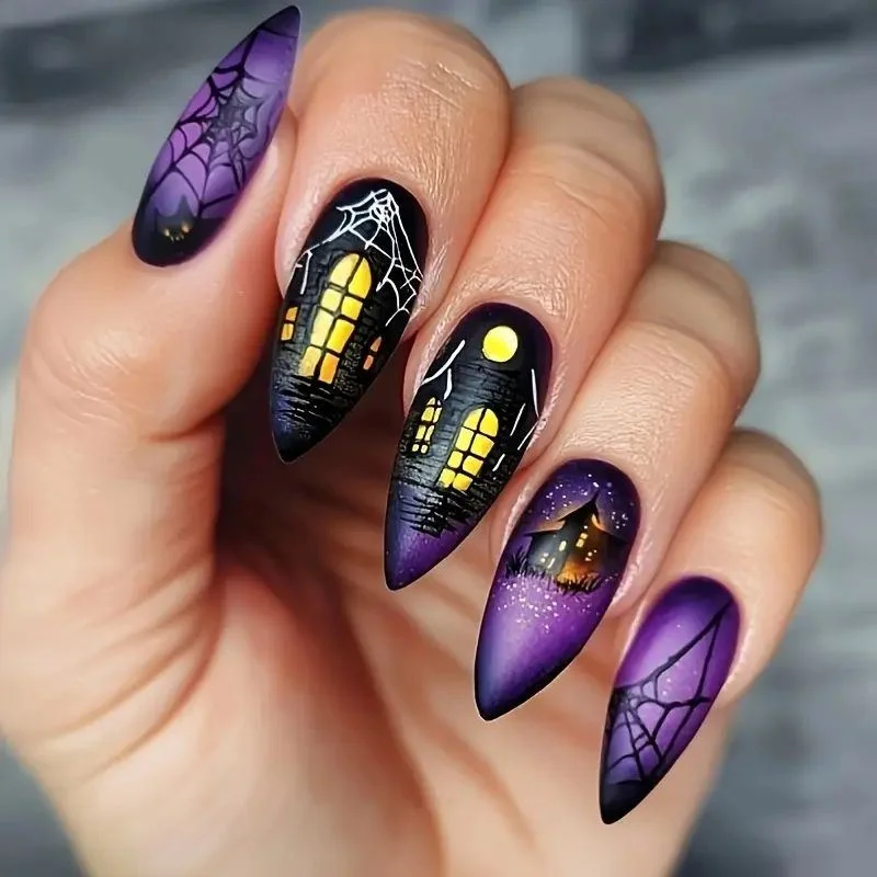Purple halloween nail designs