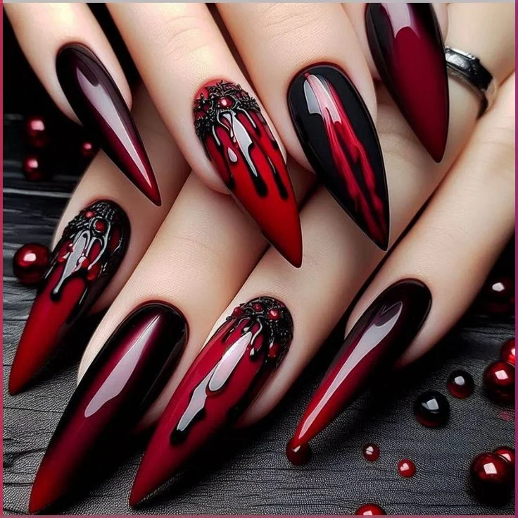 Dark Burgundy Nails for Gothic Theme