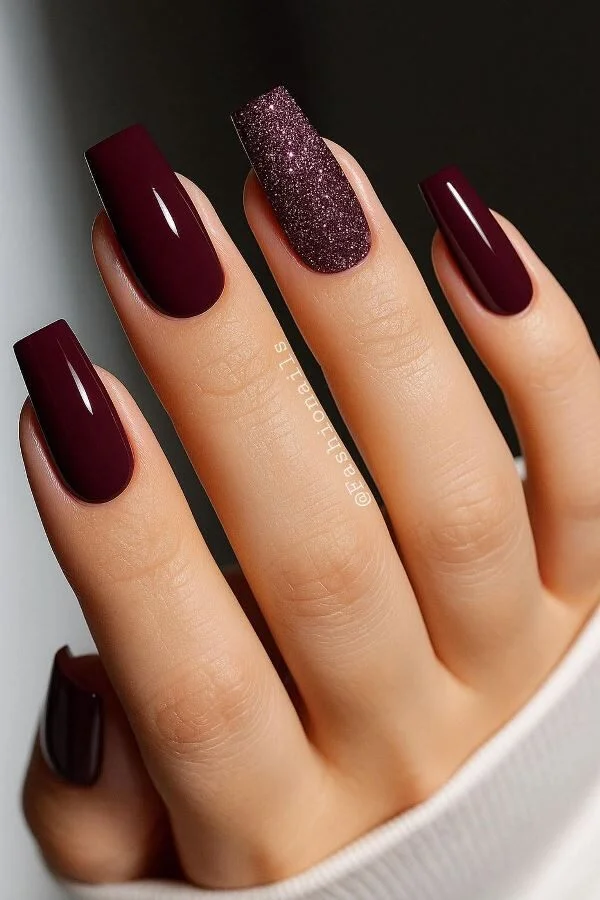 Red Wine November Nails for autumn