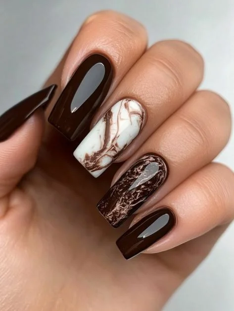 Marble November Nail art for fall