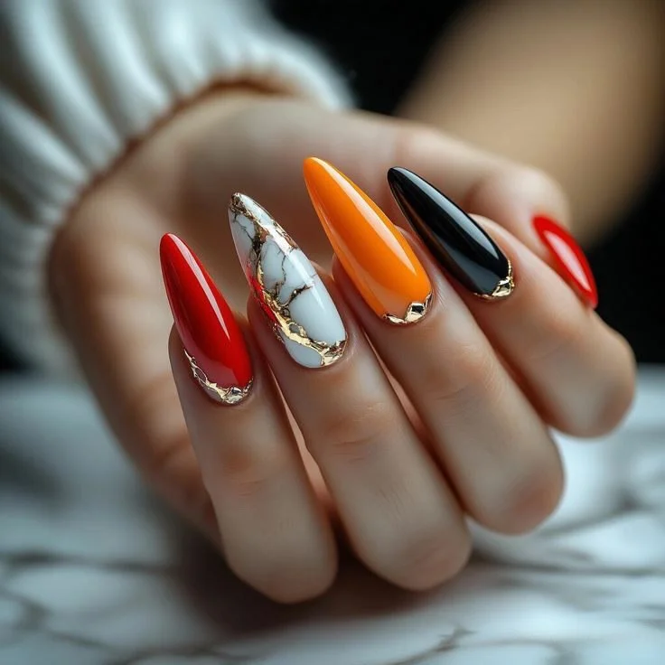 November Nails with gold accents