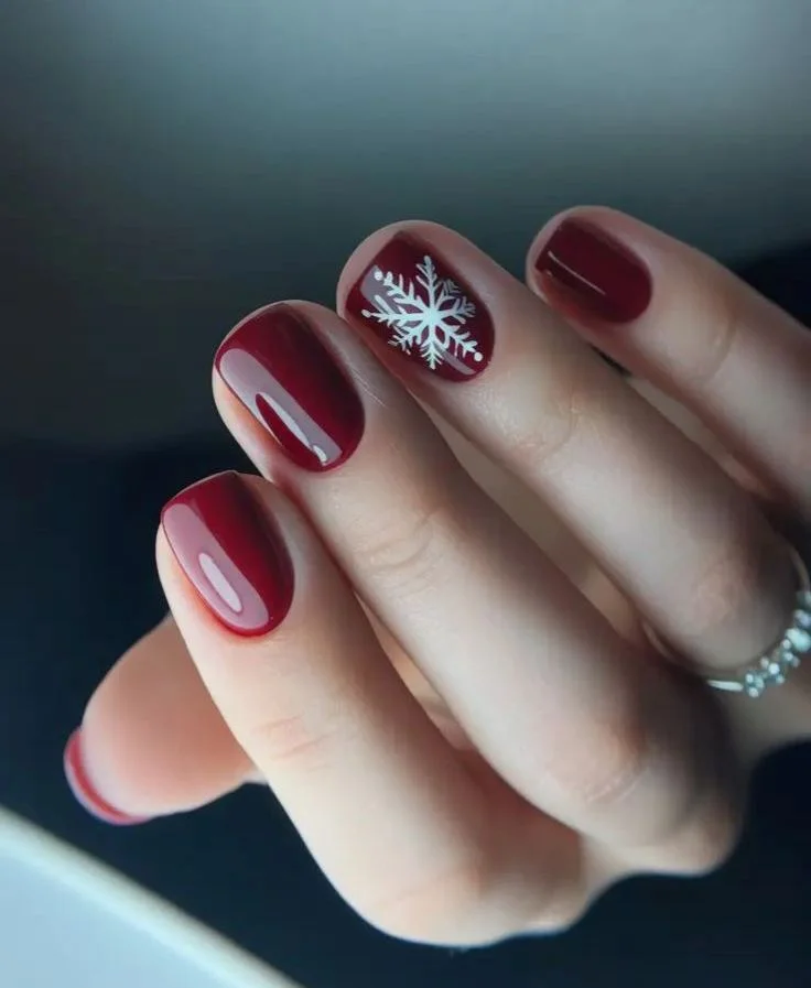 Short Red December Nails