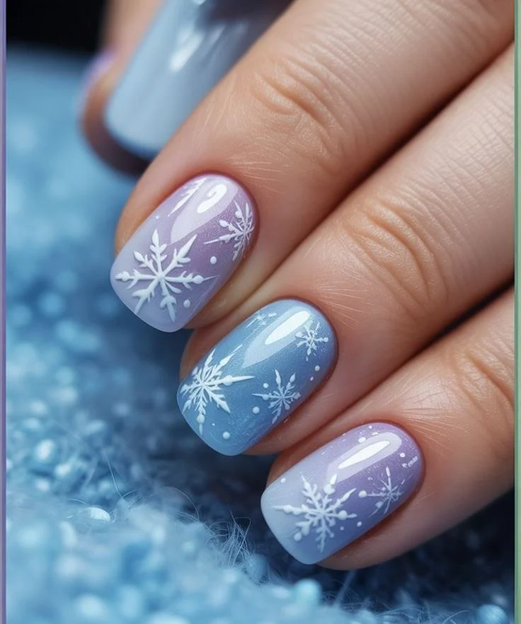 December Manicure with Snowflake