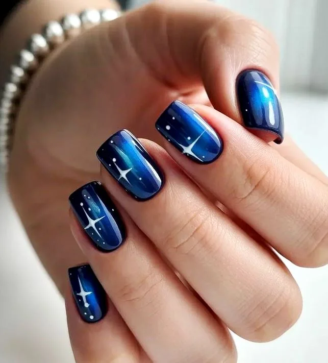 Deep Blue December Nails