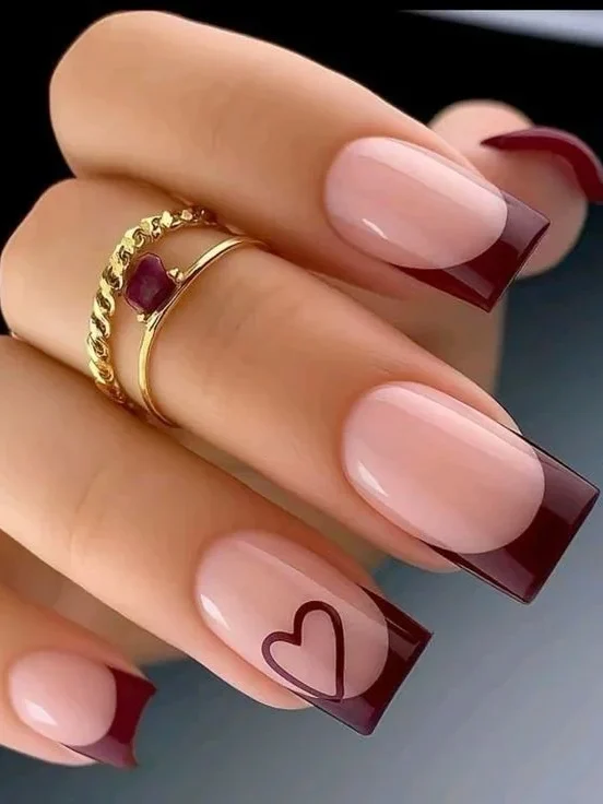 Romantic Red French Tips for Valentines Day