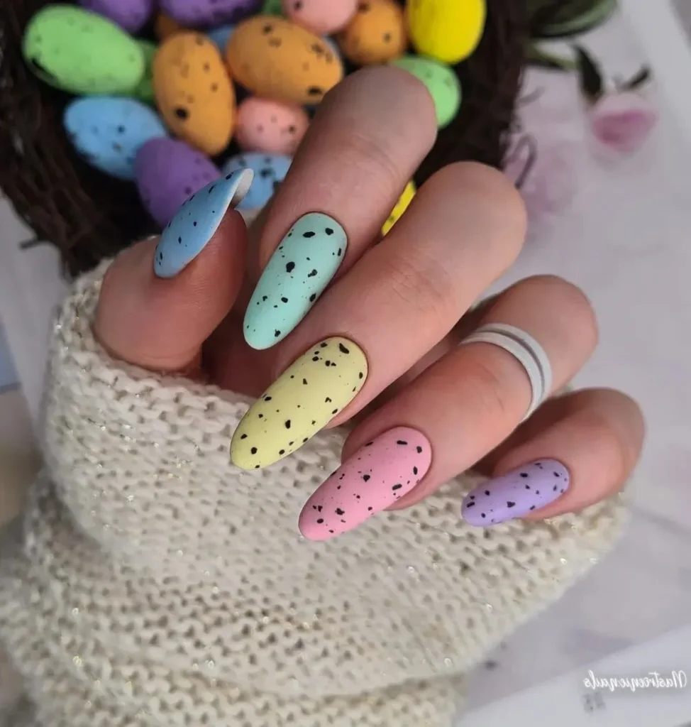 Popular Easter Nail Art Shades on Almond Nails