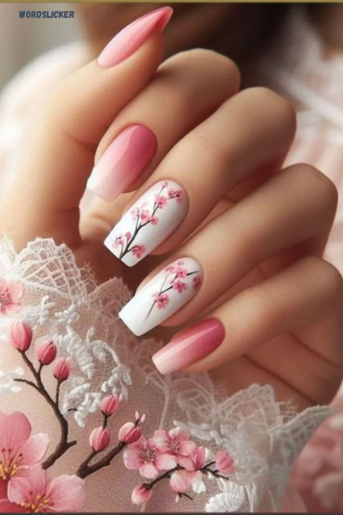Floral Easter Manicure with Cherry Blossom