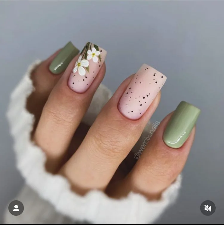 Trendy Matter Easter Nail Art with Flowers