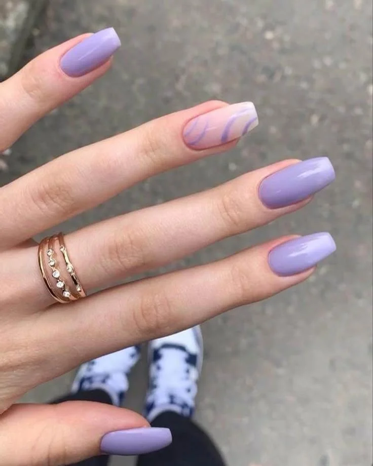 Long Lavender Nails for Easter