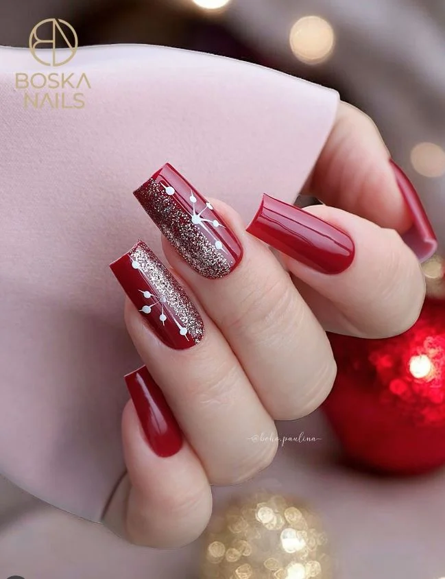 Winter dark red nail designs