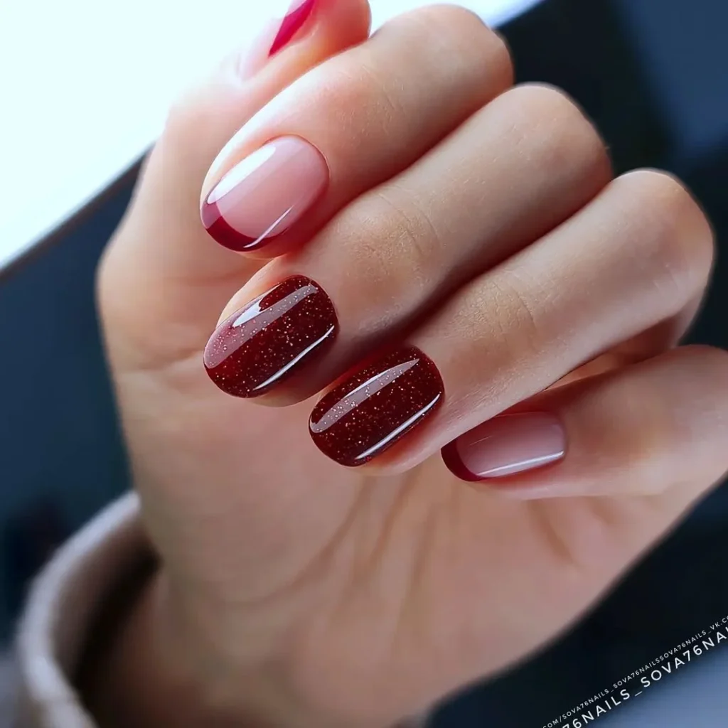 Short dak cherry french tips
