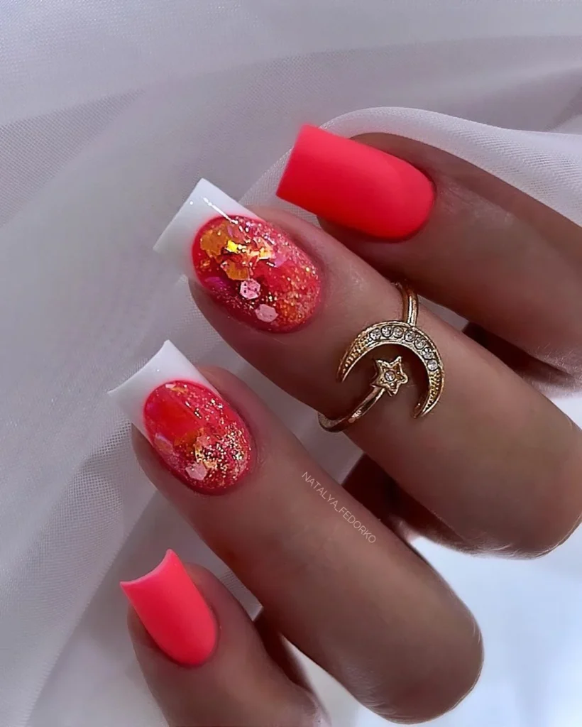 Coral Summer French Tips