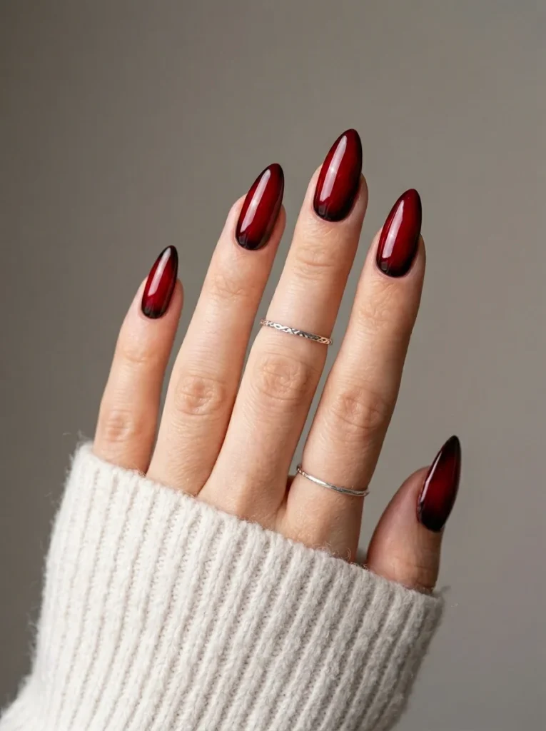 Dark cherry red nail designs