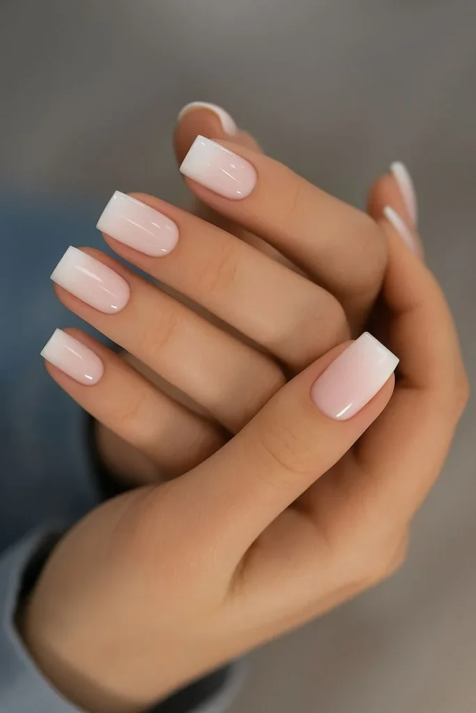 Square Old Money Manicure in Milky Tones
