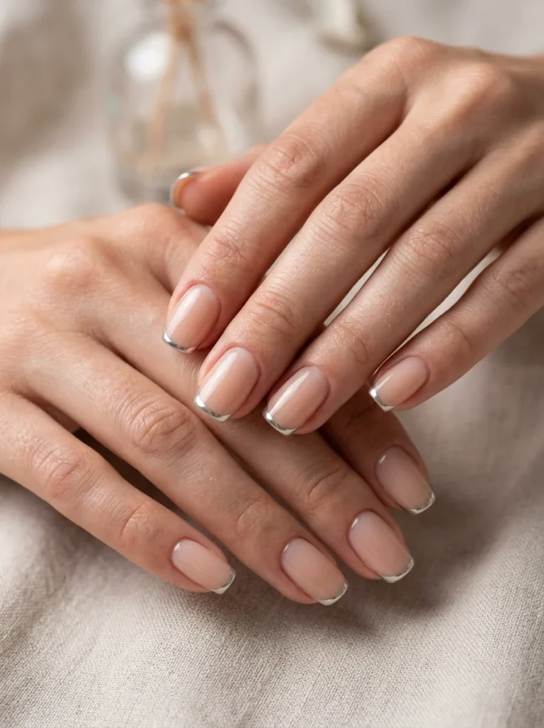 Luxury Silver French Manicure