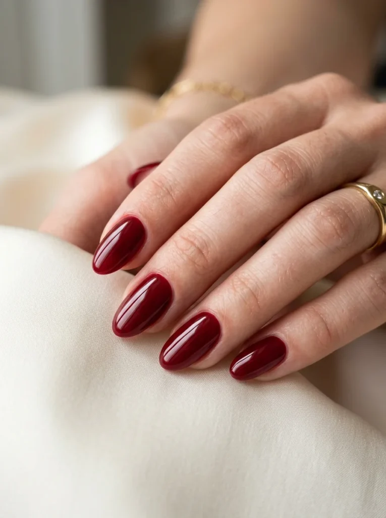 Classic Rich Red Nail Design in Luxury Style