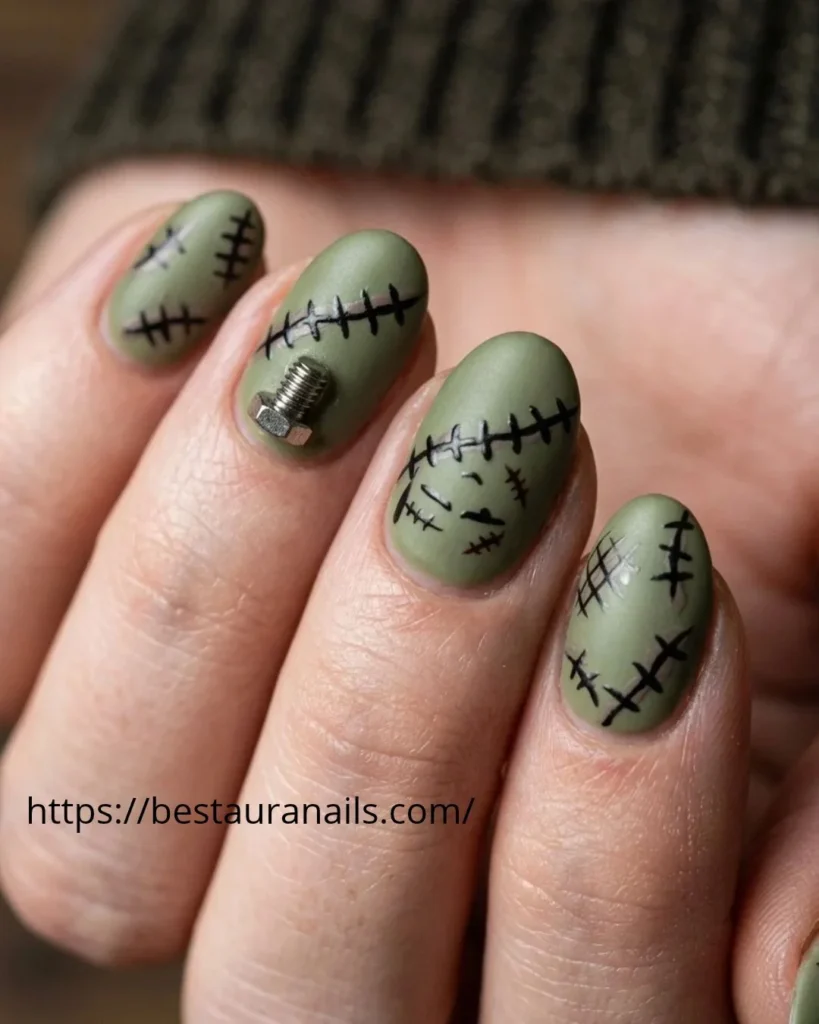Spooky Halloween nail designs for short nails with Ihor drawings